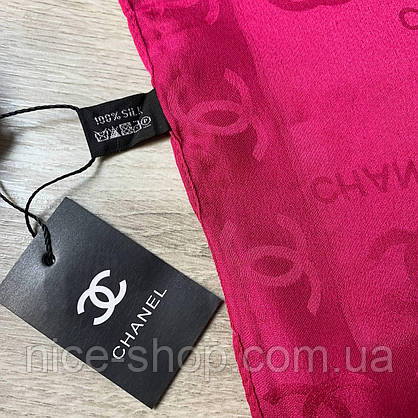 Хустка шовкова C.H.A.N.E.L малинова, фото 6
