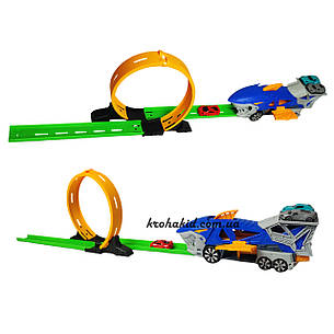 Автотрек запус Акула Hot Wheels Хот Вілс парковка трек запускач 3 машинки, фото 3