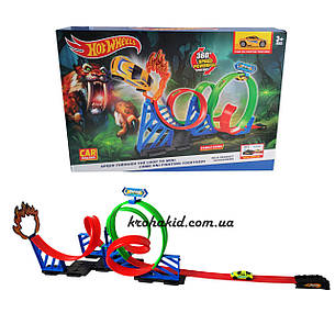 Автотрек Hot Wheels Хот Вілс парковка трек запускач з машинкою з інерцією, фото 1