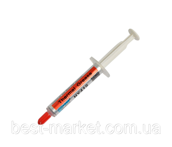 Термопаста HY-410 5g, шприц, White, >1,42W/m-K, <0.262°C-in²/W, -30°≈280°, В'язкість -1K cPs