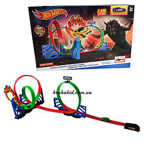 Автотрек Hot Wheels Хот Вілс парковка трек запускач з машинкою з інерцією, фото 1