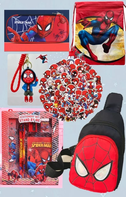 Подарунковий колекційний бокс Людина-павук Spider-man: сумка брелок наклейки пенал набір канцелярії