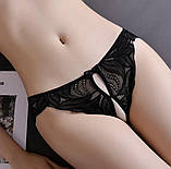 Мереживні трусики з відкритим доступом, еротичні жіночі трусики L, фото 2