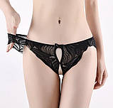 Мереживні трусики з відкритим доступом, еротичні жіночі трусики L, фото 3