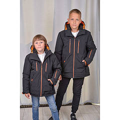 Зимова парка для хлопчика «Роберт» чорна з помаранчевим