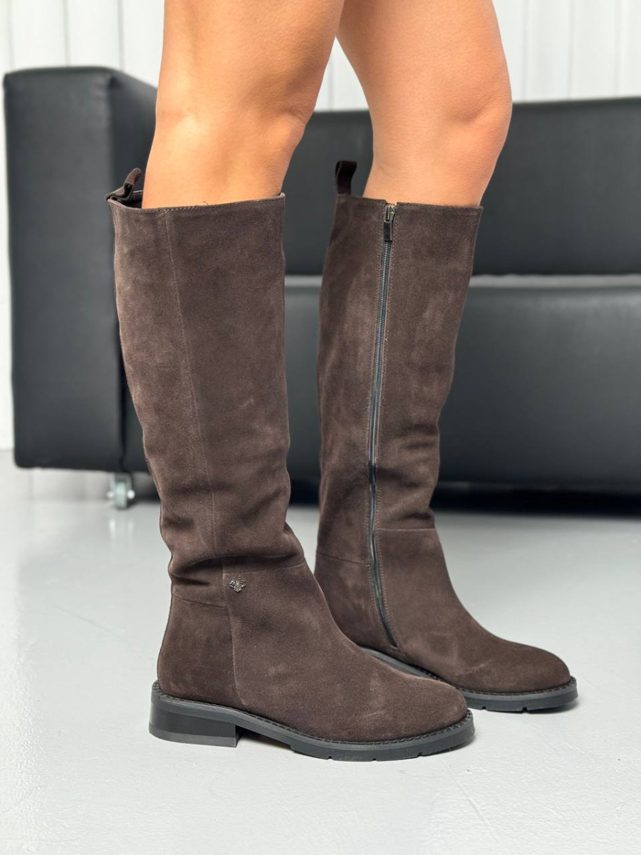 Чоботи жіночі замшеві шкіряні зимові, фото 1