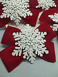 Сніжинки на заколках та резинках Сніжинка Новорічні бантики Новогодние заколочки або резиночки Бантик Снежинка, фото 4