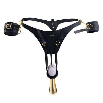 Пояс для примусового оргазму та наручники Lockink Lady Dark Forced Orgasm Belt, чорний, фото 1