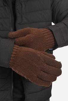 Рукавички чоловічі акрилові утеплені коричневого кольору р.9,5 193687M