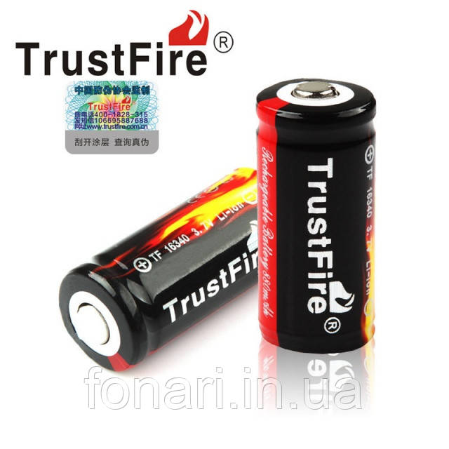 Акумулятор TrustFire 16340 (RCR123) Li-Ion 880 mAh 3,7V захищений
