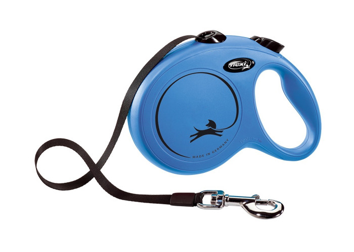 Повідець-рулетка Flexi New Classic стрічка S 5 м до 15 кг, Синій, фото 1