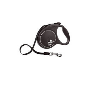 Повідець-рулетка Flexi Black Design М, трос 5 м, до 20 кг, чорний