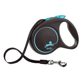Повідець-рулетка Flexi Black Design S, стрічка 5 м, до 15 кг блакитний
