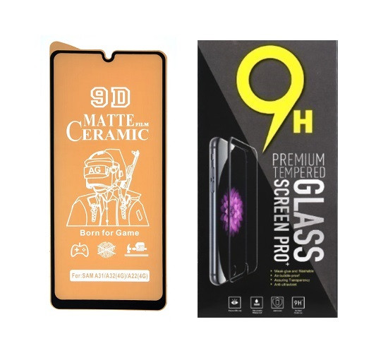 Протиударна захисна плівка Ceramics 9D для Samsung M325 Galaxy M32 з чорною рамкою, матова
