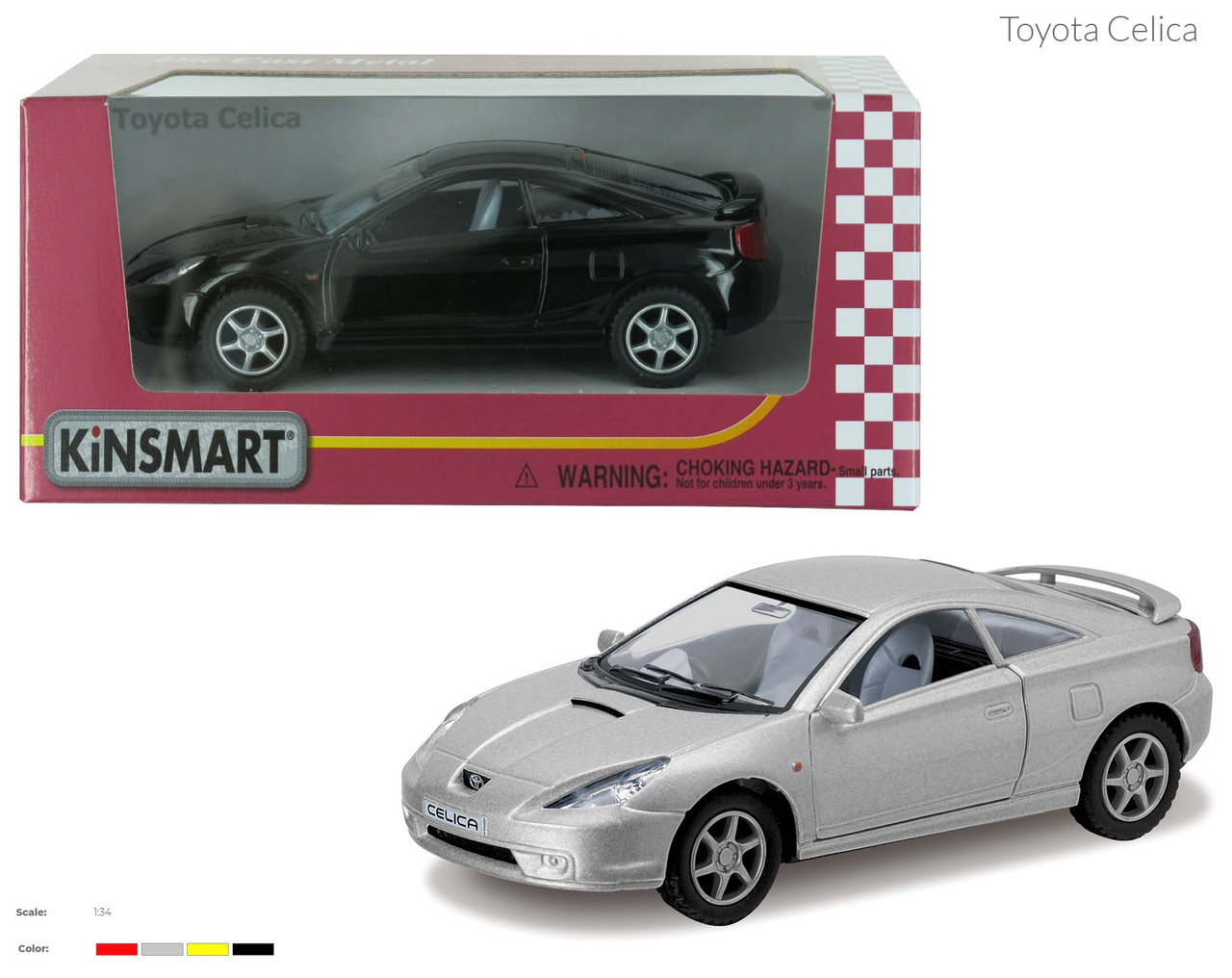 Модель легкова TOYOTA CELICA 5" KT5038W метал.інерц.відкр.дв.4цв.кор./96/
