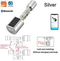 Електронний розумний замок дверей з функцією розпізнавання відбитка пальця Tuya APP Silver
