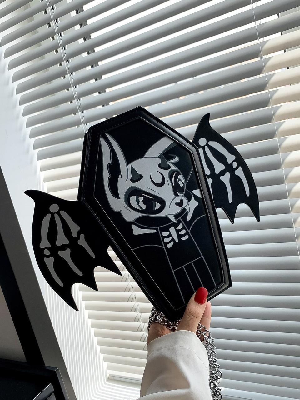 Жіноча сумка-рюкзак труна на хеловін чорна, фото 1