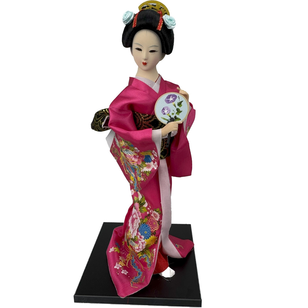 Лялька японська "Гейша з віялом" 30 см червона (C5772)