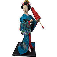 Лялька японська "Гейша з парасолькою" 30 см синя (C5776)