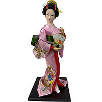 Лялька японська "Гейша з опахалом" 30 см рожева (C5778)