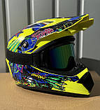 Мотошолом дитячий крос-ендуро (від 4 років XS 49-53см) 0212 + Окуляри в ПОДАРУНОК, фото 4