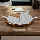 Тарілка для піци 28 см керамічна обертається, бамбукова основа HP1248, фото 2