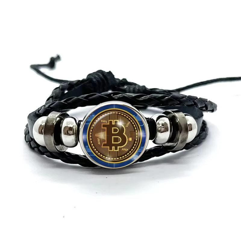 Браслет шкіряний Біткоін Bitcoin Design №1
