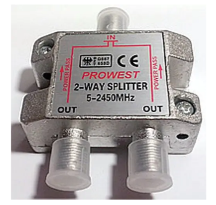 Сплітер (Splitter) ТВ, 2-way 5-2450MHZ, з проходом живлення, корпус металевий, VK11022С, фото 1