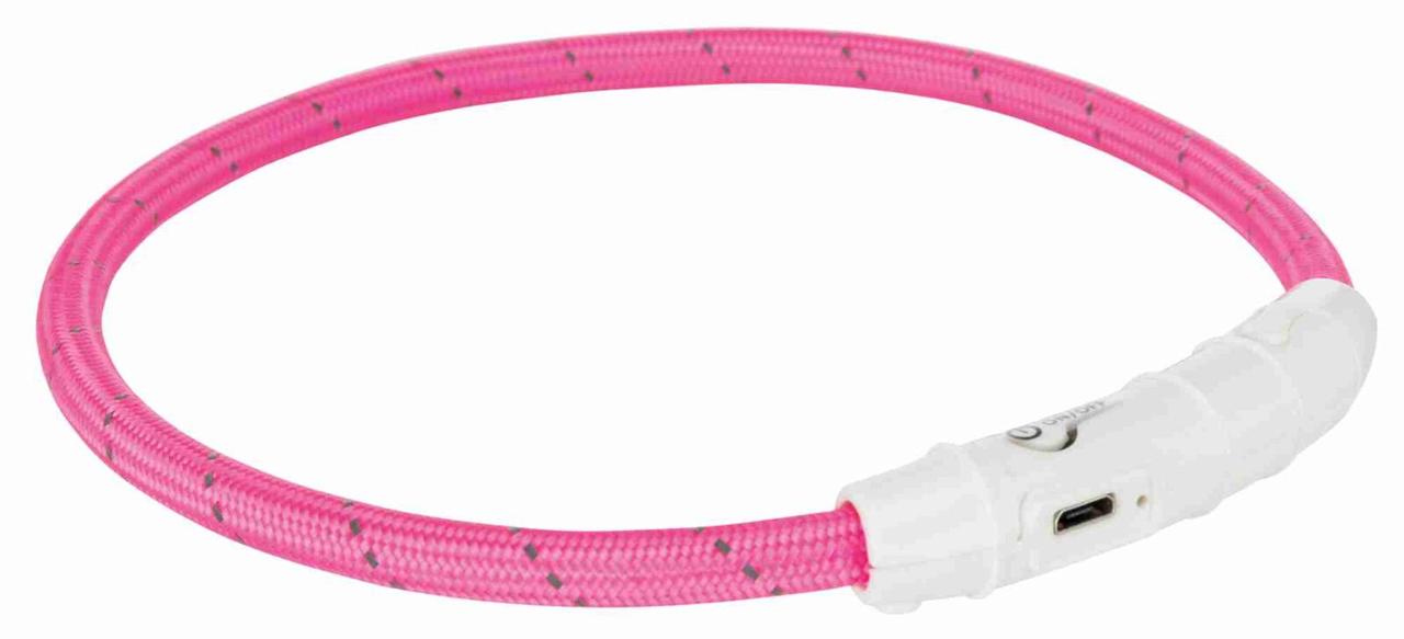 Нашийник для собак з підсвічуванням 45 см Trixie Flash USB M-L рожевий