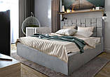 Ліжко двоспальне BNB Royal Comfort 140 х 190 см Simple З підйомним механізмом та нішою для білизни Сірий, фото 4