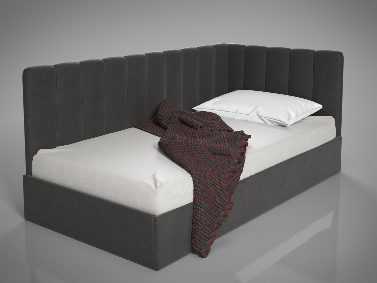 Ліжко-диван BNB BacardiDesign без підйомного механізму 90x190 сірий