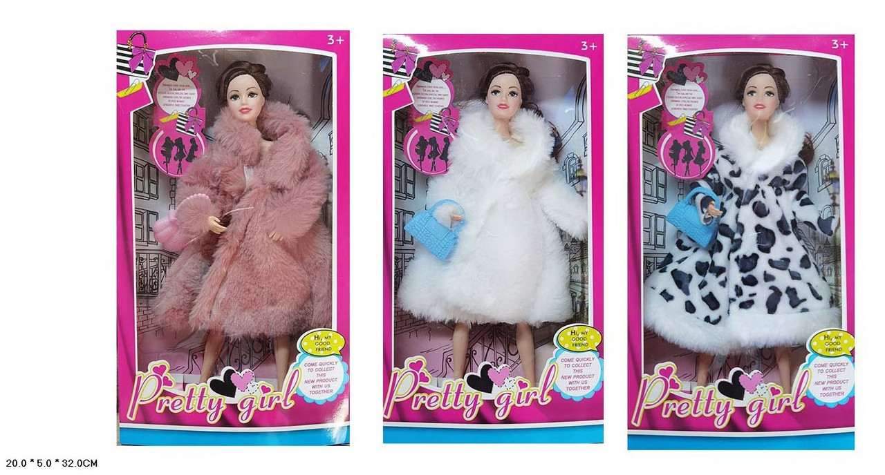 Лялька RN554/RN556/RN560 Барбі в хутряній шубі 3 види, фото 1