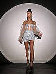 Міні плаття двійка корсет бюстьє з рукавами із сітки та міні спідниця з люрексу (р. 42, 44) 66035899Е, фото 2