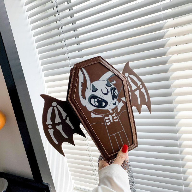 Жіноча сумка-рюкзак труна на хеловін коричнева, фото 1