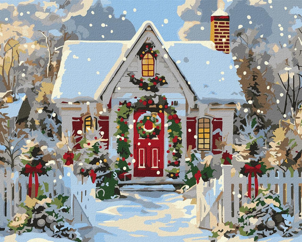 Картина за номерами 40×50 см. Різдвяний будиночок КНО6358