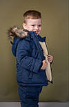 Зимовий комбінезон ДІНО на овчині для дітей від 1 року Дитячий синій комбез для хлопчика - зима 86, фото 3
