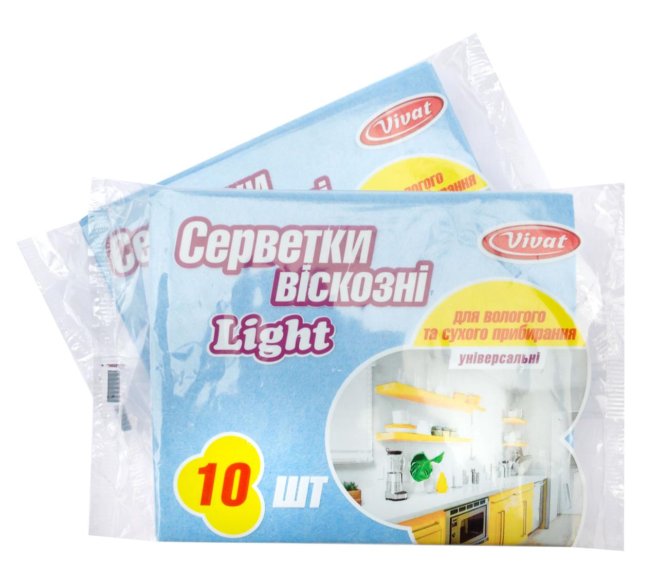 Серветка віскозна Light синя 10 шт/уп (Vivat) 36.5*30 см щільність 90 гр/м², фото 1