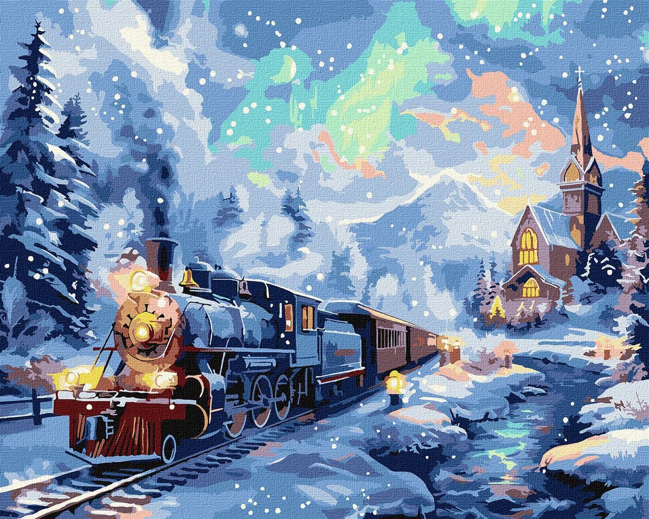 Картина за номерами 40×50 см. Святковий потяг КНО6360