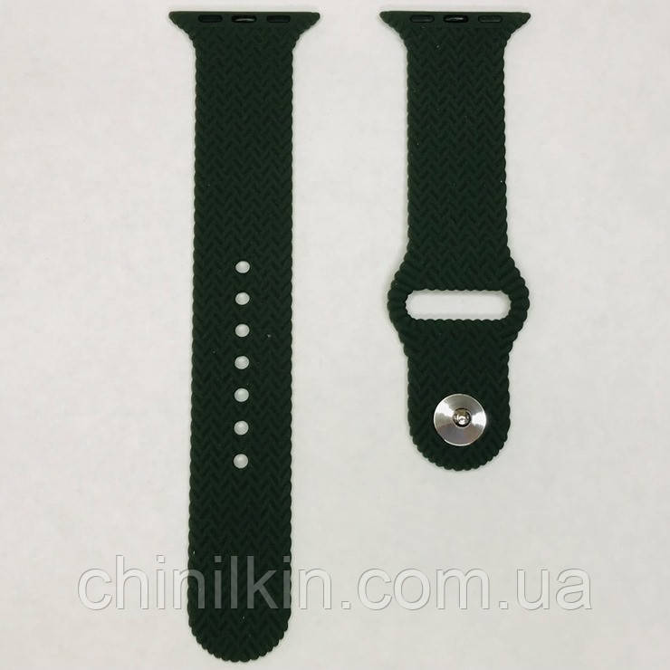 Ремінець Soft Touch плетений для Apple Watch 42(ser.1-3)/44/45/46/49mm- темно-зелений, фото 1