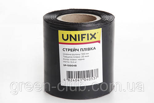 Стретч плівка 100 мм 0,4 кг (20 мкм) чорна, втулка 100 г UNIFIX SP-10004В