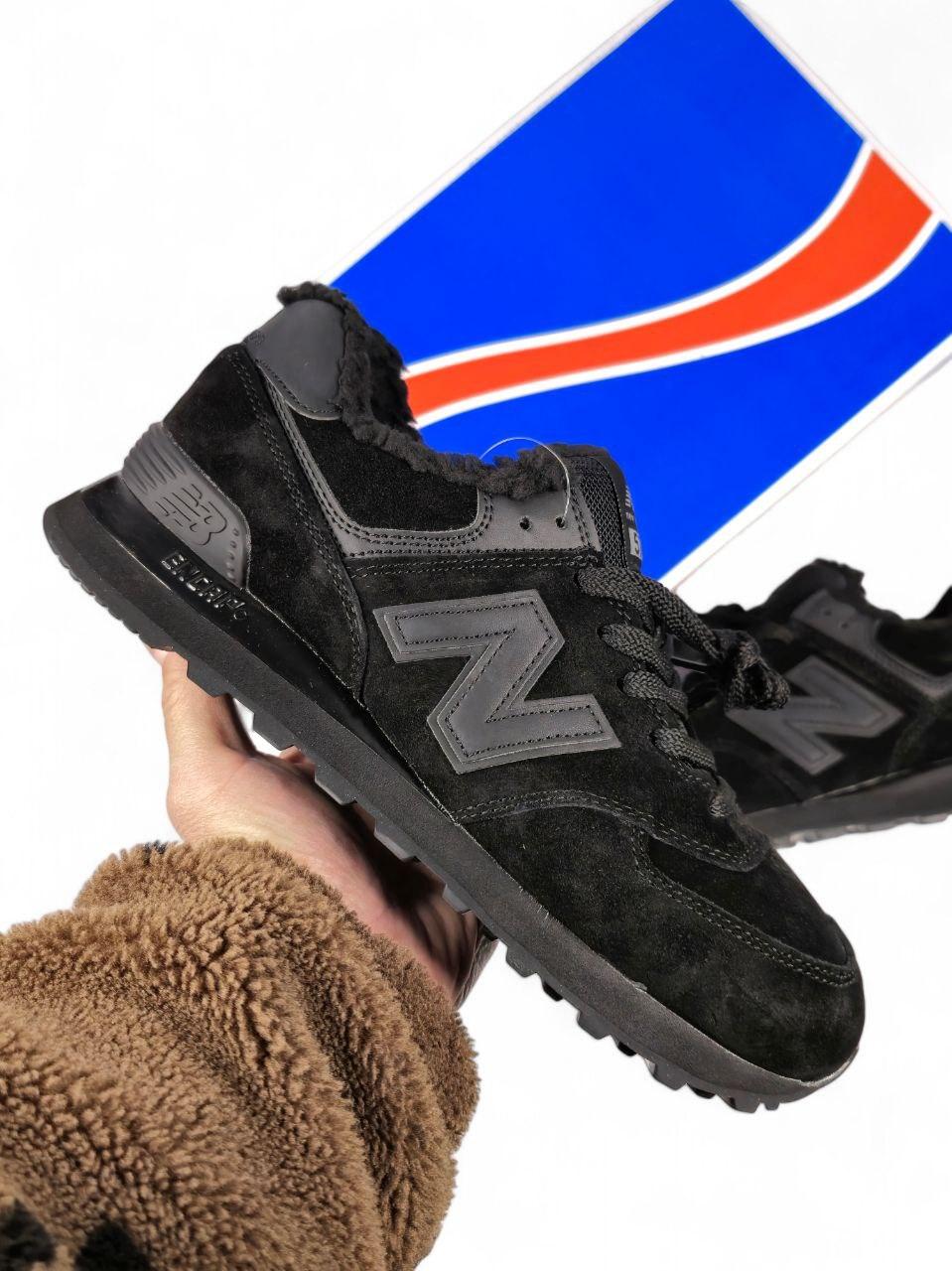 Зимові Чоловічі Кросівки New Balance 574 Black Winter | чорні, утеплені, термо, розміри 41–45, фото 1