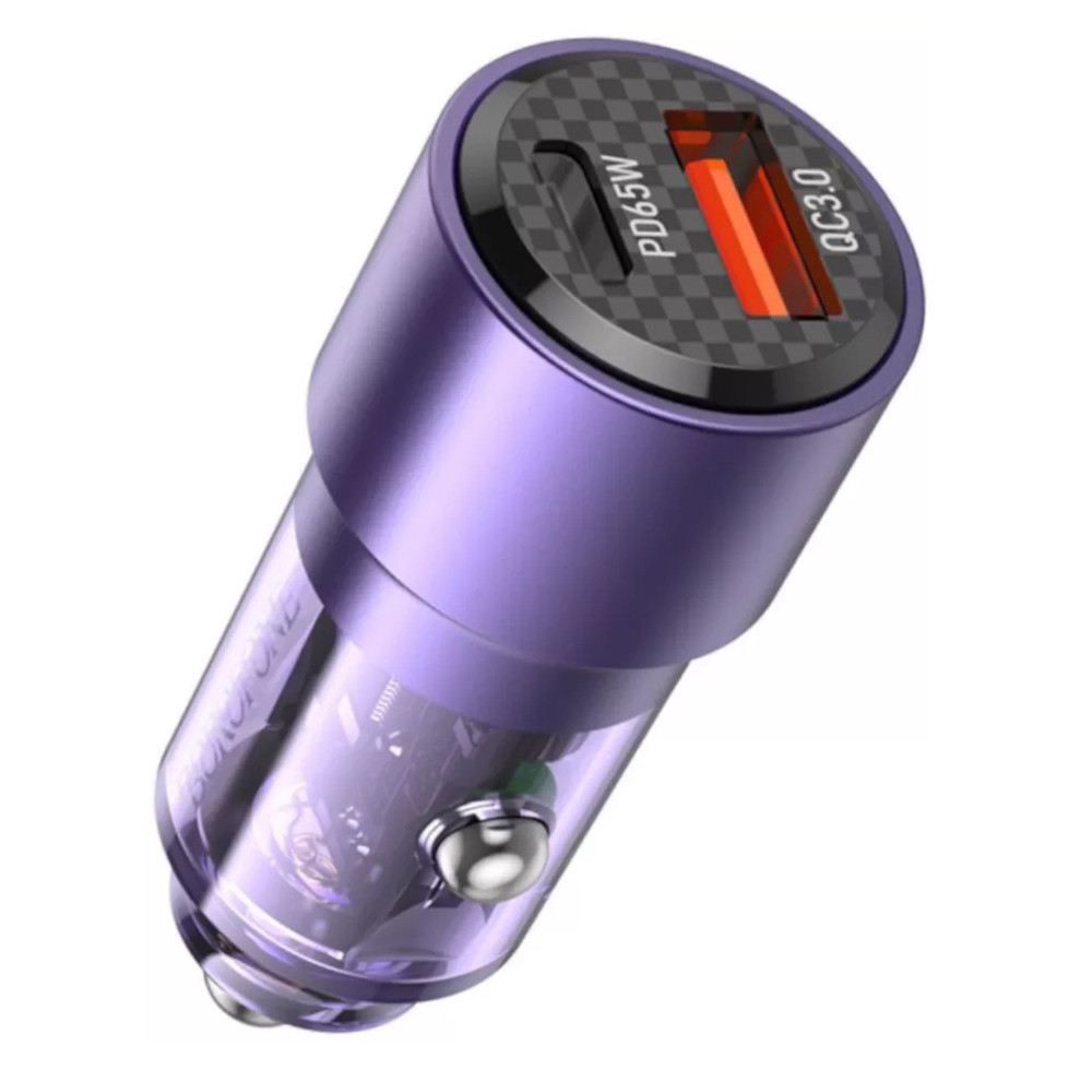 Автомобільна зарядка для телефону Borofone BZ20A Smart 83W, Фіолетовий, usb адаптер для прикурювача