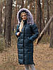 Гарний жіночий довгий пуховик з хутряною опушкою, шикарне жіноче зимове пальто з капюшоном, фото 6