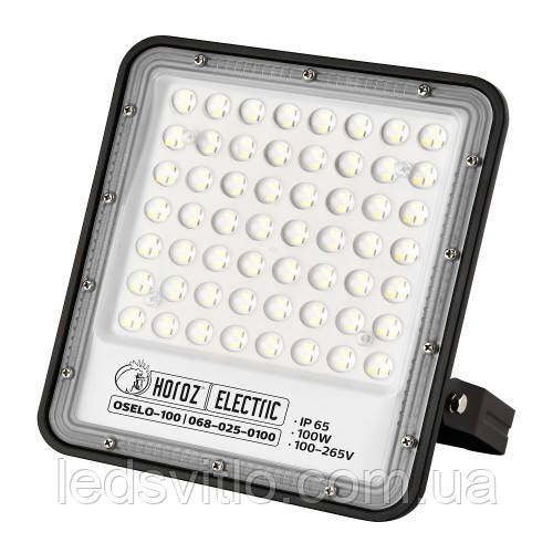 Прожектор світлодіодний OSELO LED 100W 10000Lm 6400K IP65, Чорний герметичний вуличний