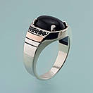 Срібна печатка чоловіча з золотом і оніксом. Каблучка срібна чоловіча з золотою накладкою і чорним каменем. 20 розмір, фото 7