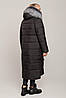 Практичний жіночий пуховик чорного кольору з хутряною опушкою, чорне жіноче зимове пальто з плащівки, фото 2