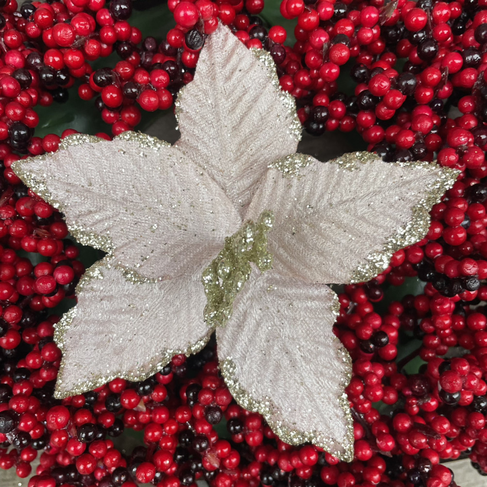 Новорічний декор. пуансетія 12 см пудрова, фото 1