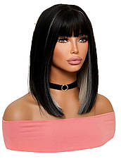 Перука чорно-біла подовжене каре Black/Blonde, термоволокно DC Х 1105212, фото 4