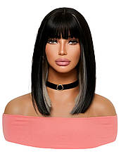 Перука чорно-біла подовжене каре Black/Blonde, термоволокно DC Х 1105212, фото 5