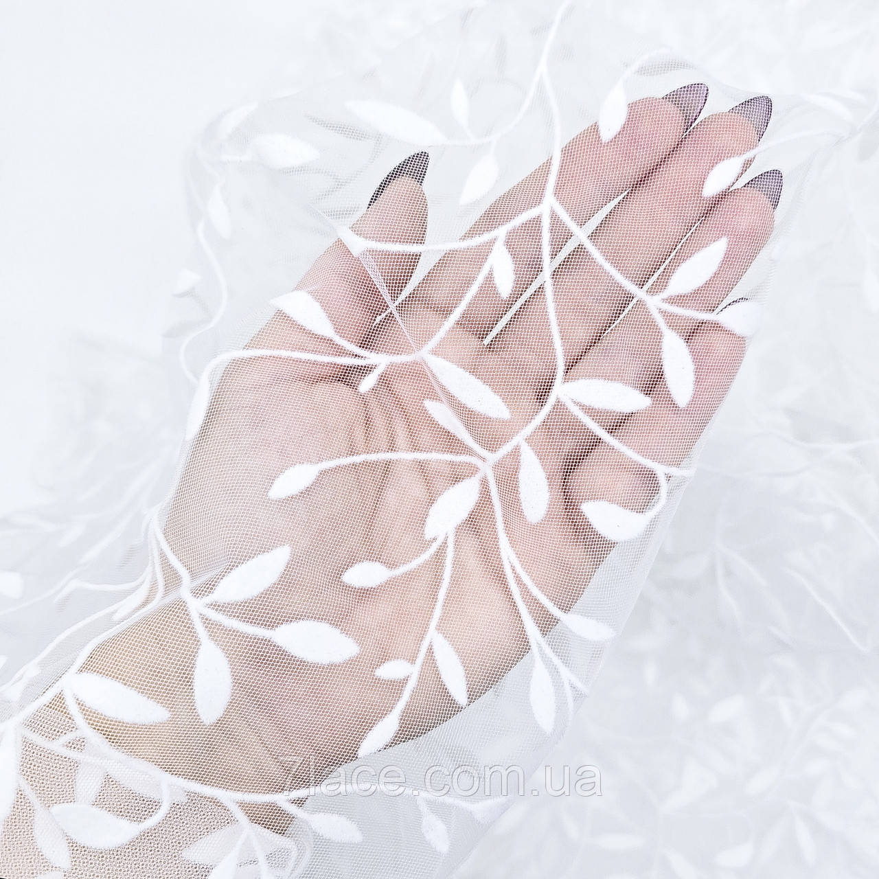 Сітка стрейч з флоком (рослини) / колір БІЛИЙ / ціна вказана за 0,5 метра сітки, фото 1